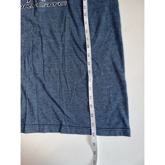 Corvette T Shirt Mens Sz L General Motors GM Tee Blue Gray Racing Flags Chevy - Picture 6 of 6